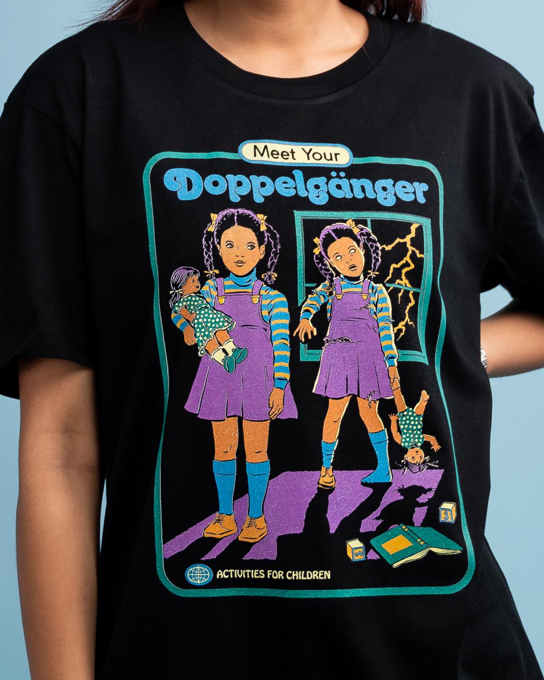 Meet Your Doppelganger T-Shirt Australia Online #colour_black