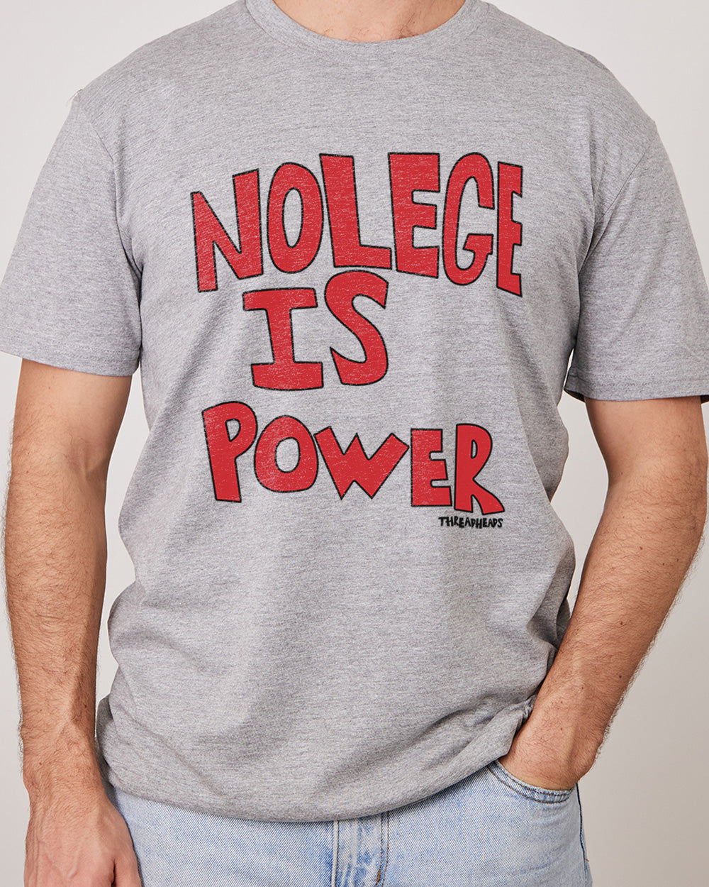 Nolege Is Power T-Shirt Australia Online #colour_grey