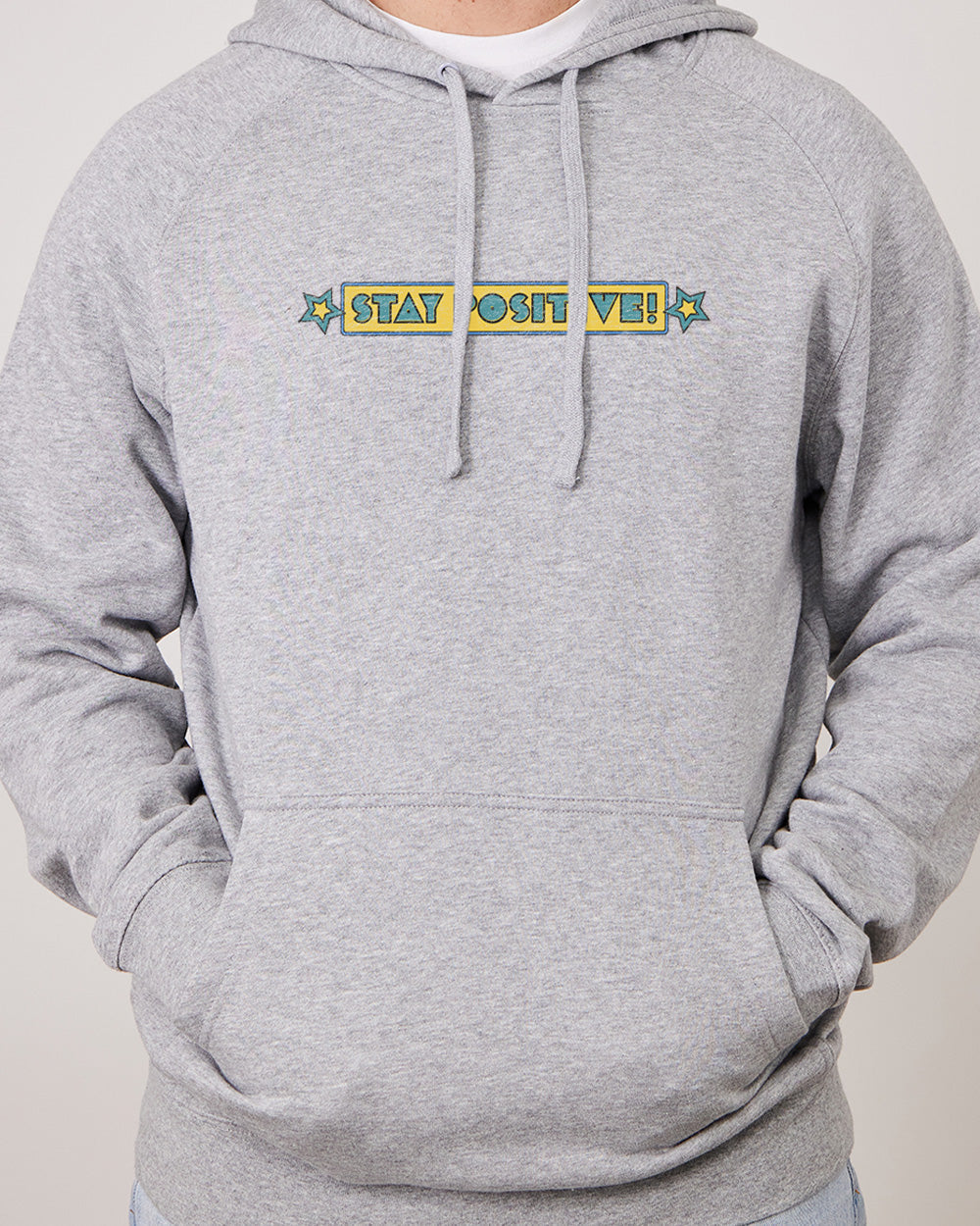 Stay Positive Front and Back Hoodie Australia Online #colour_grey