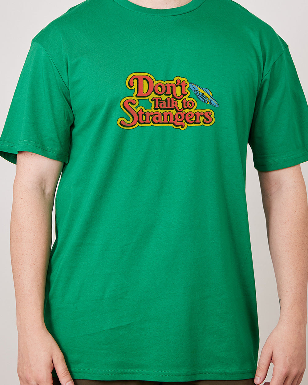 Don't Talk to Strangers Front and Back T-Shirt Australia Online #colour_green
