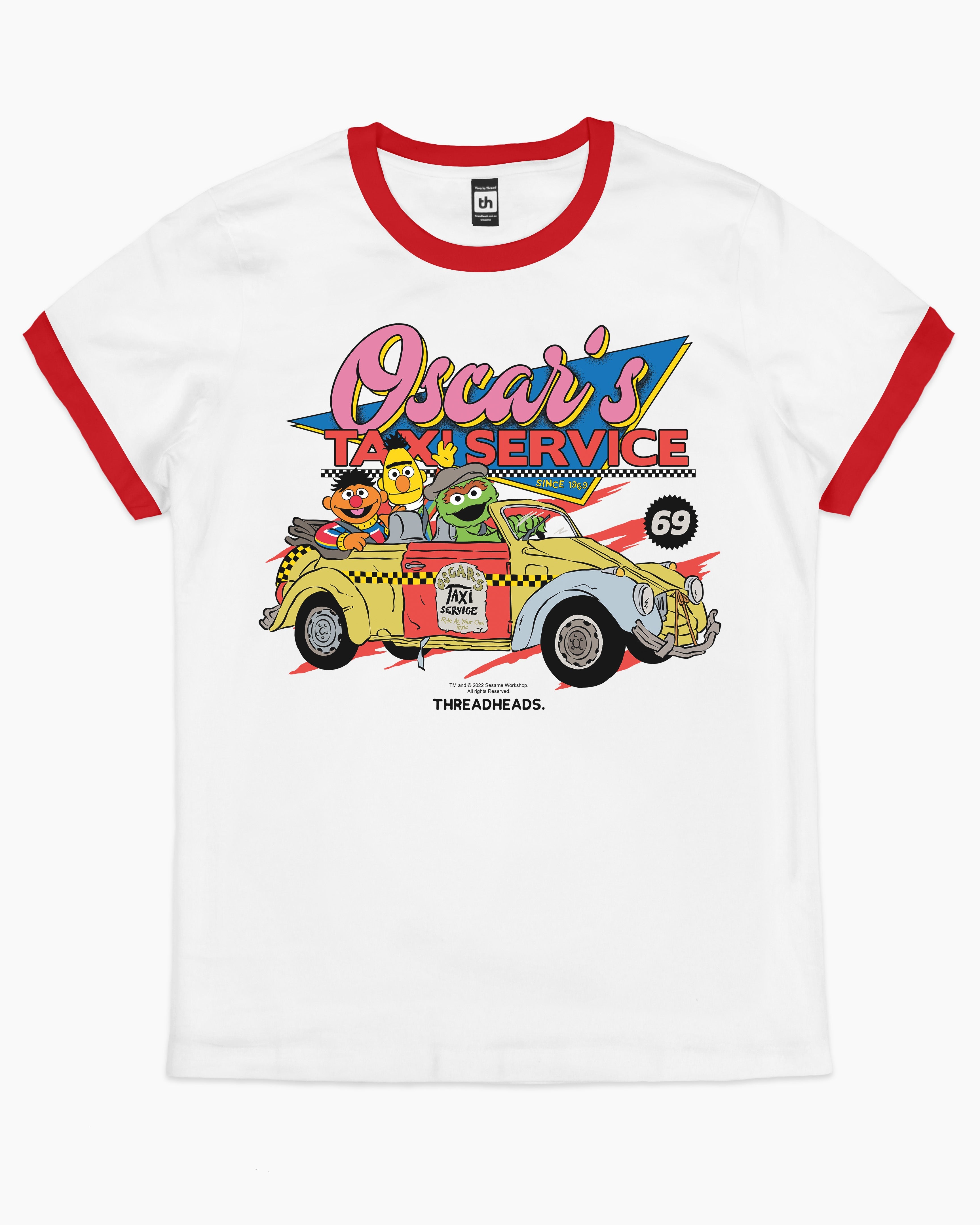 Oscar's Taxi Service T-Shirt Australia Online #colour_red ringer