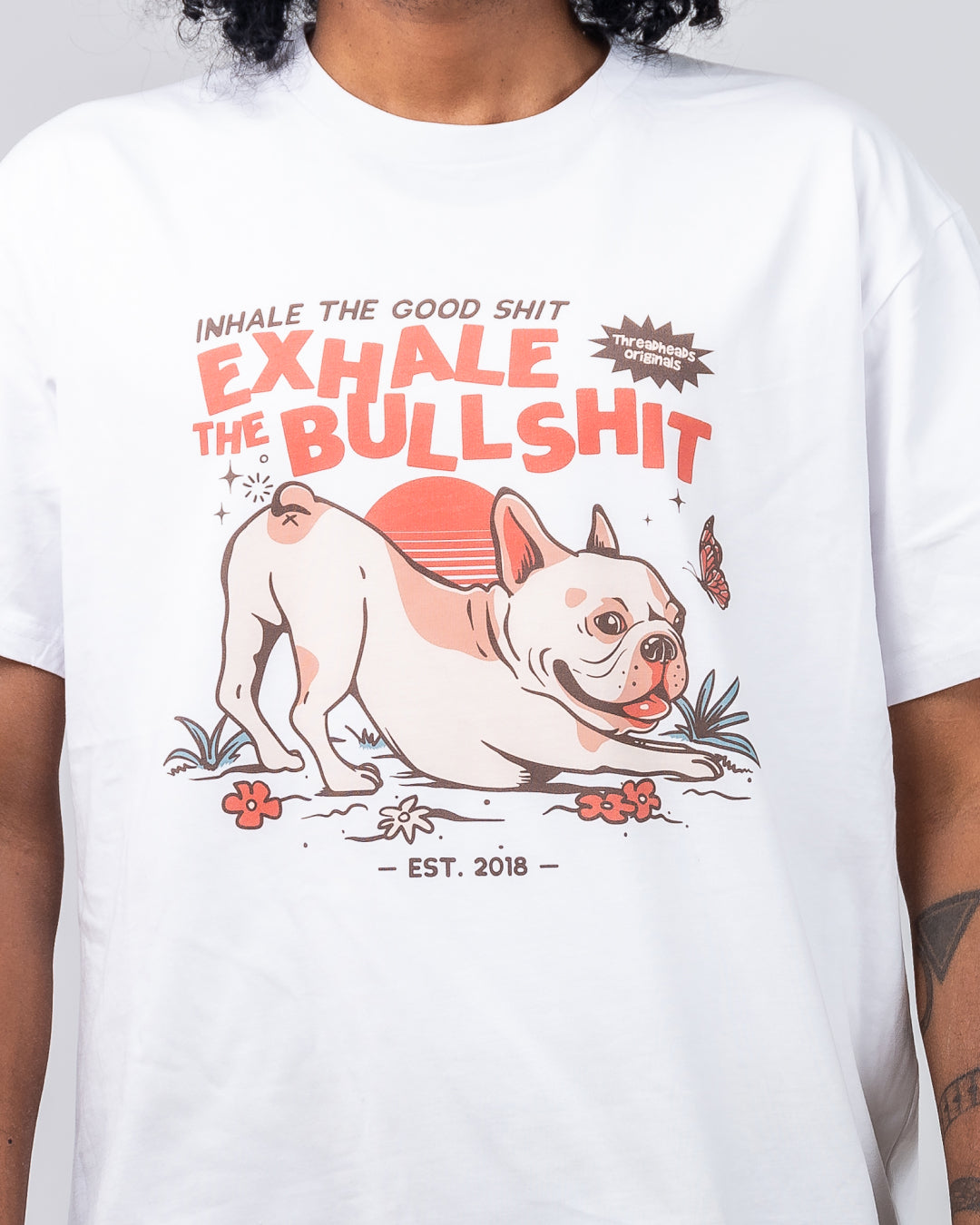 Exhale The Bullshit T-Shirt Australia Online #colour_white
