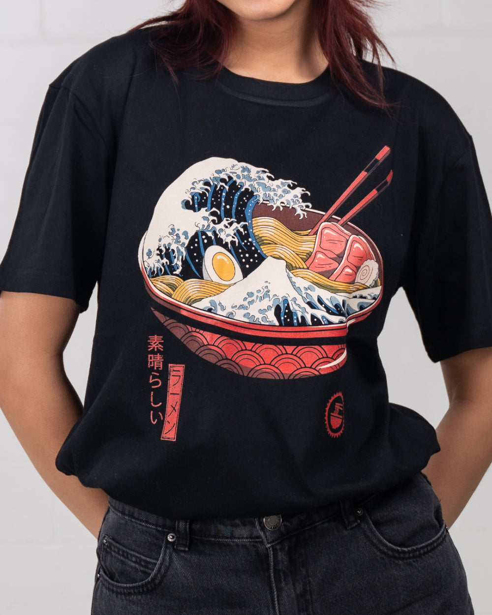 Great Ramen Wave T-Shirt Australia Online #colour_black
