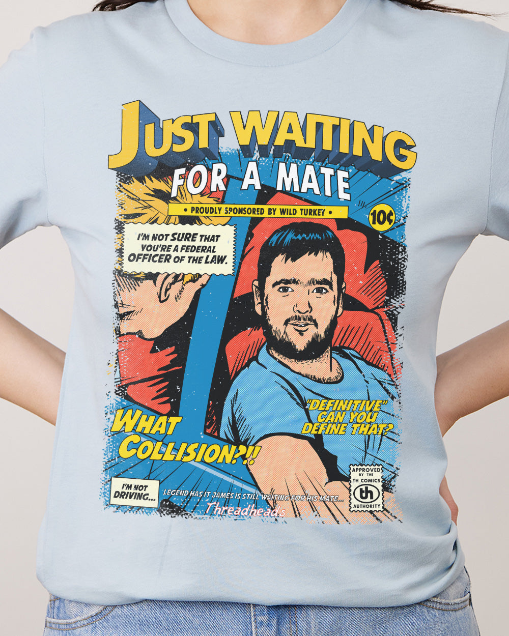 Just Waiting for a Mate T-Shirt Australia Online #colour_pale blue