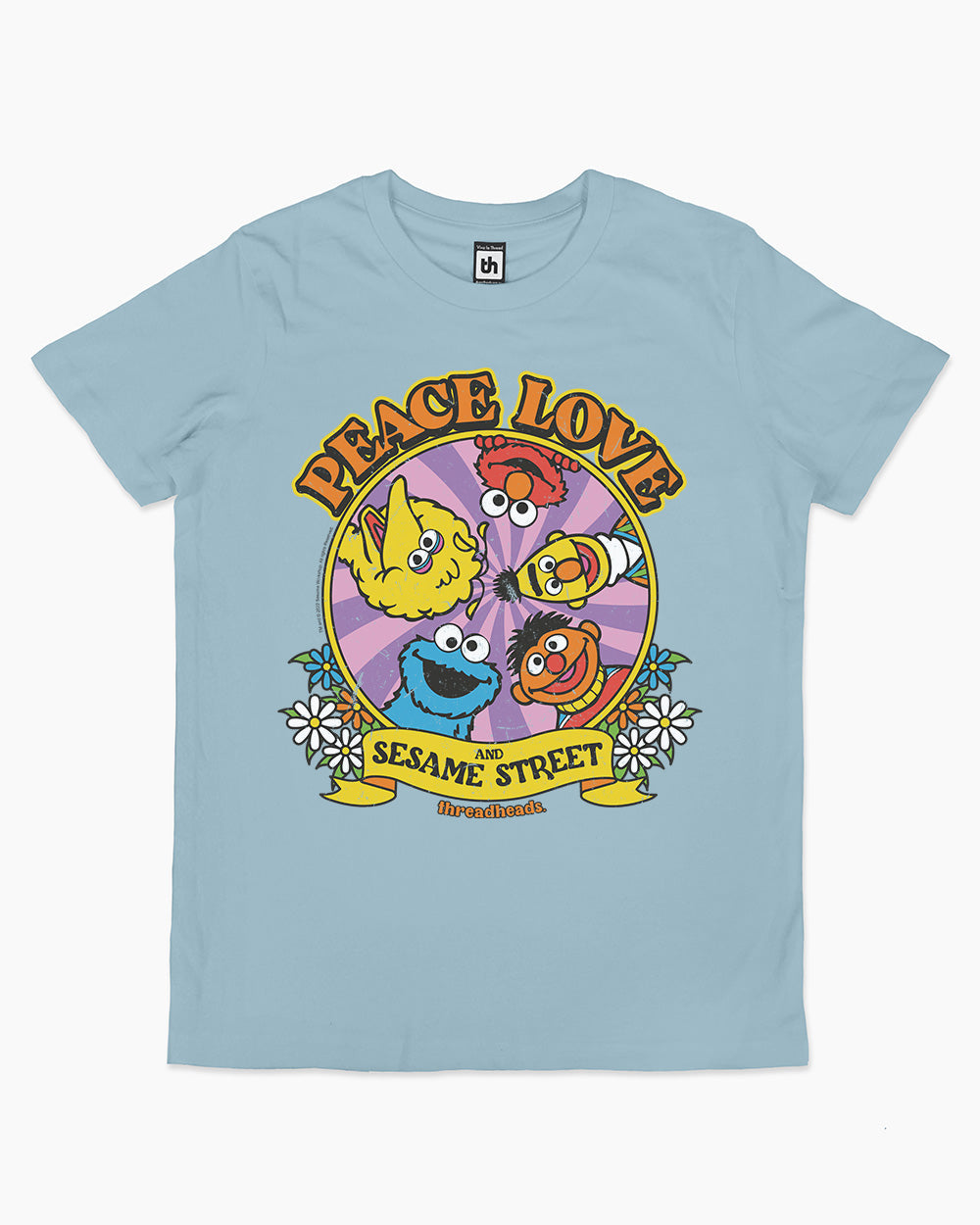 Peace Love And Sesame Street Kids T-Shirt Australia Online #colour_pale blue