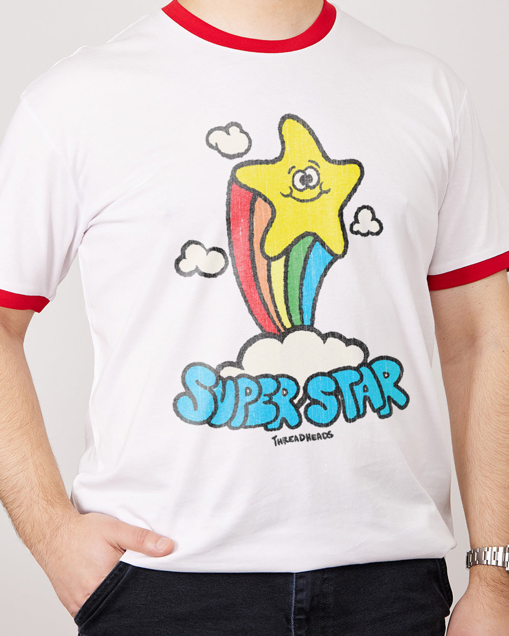 Super Star T-Shirt Australia Online #colour_red ringer