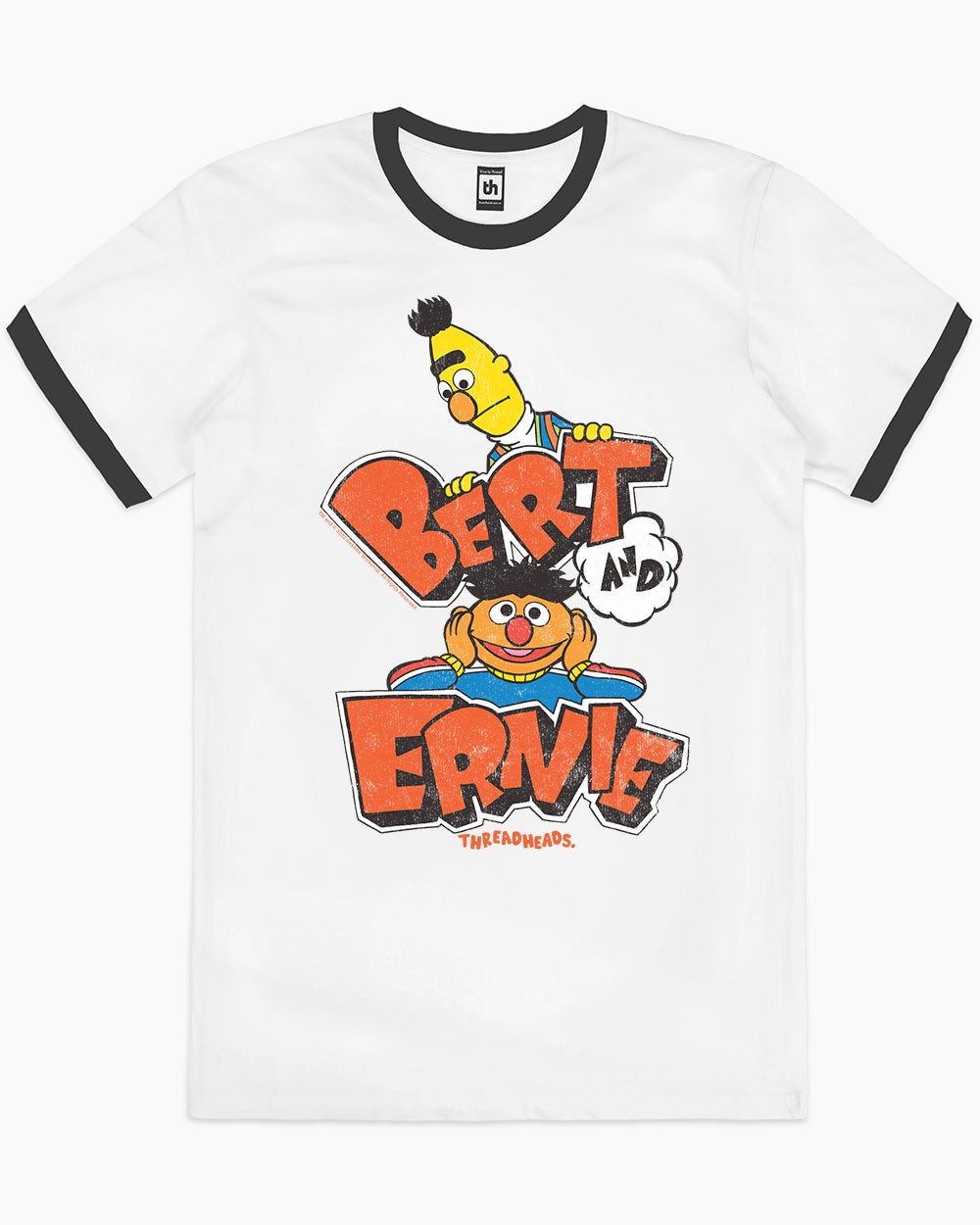 Retro Bert And Ernie T-Shirt Australia Online #colour_black ringer