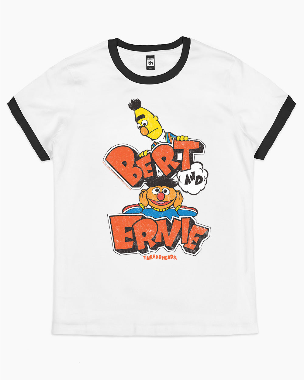 Retro Bert And Ernie T-Shirt Australia Online #colour_black ringer