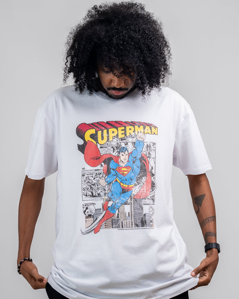 Superman Comic Panel T-Shirt Australia Online #colour_white