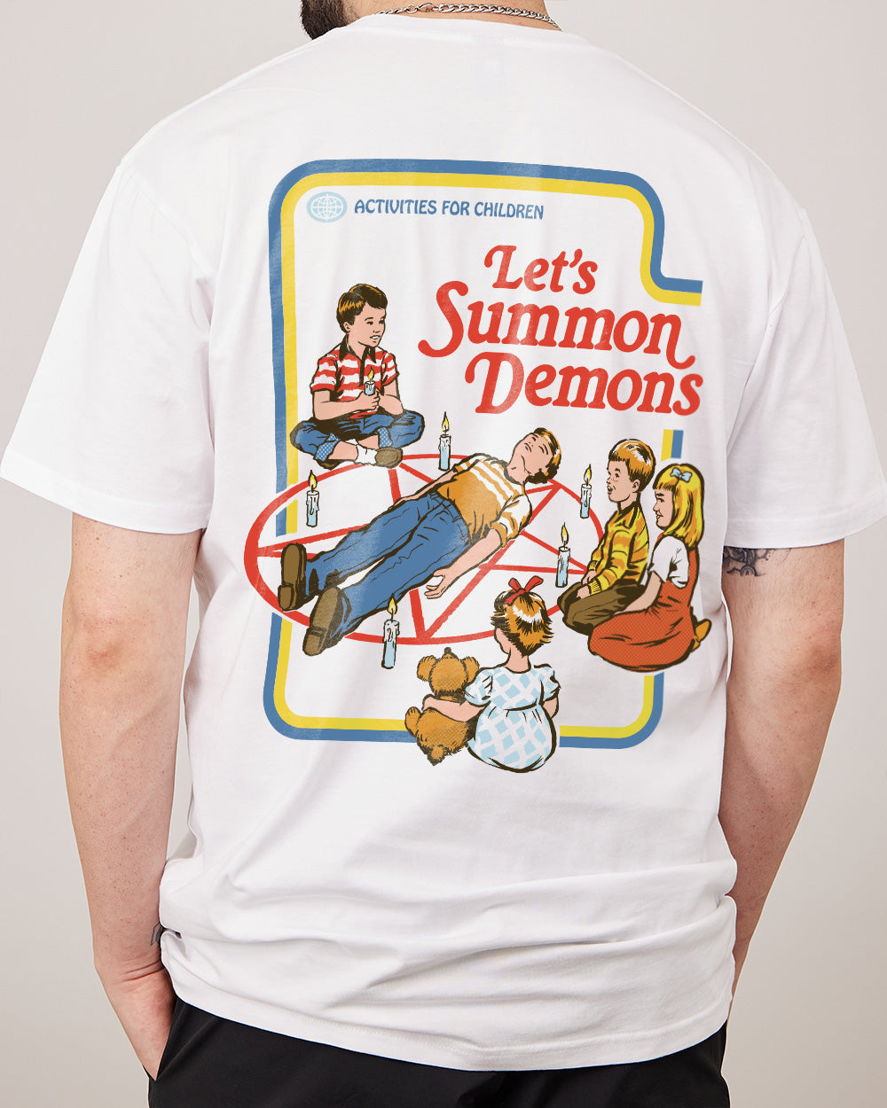 Let's Summon Demons Front and Back T-Shirt Australia Online #colour_white