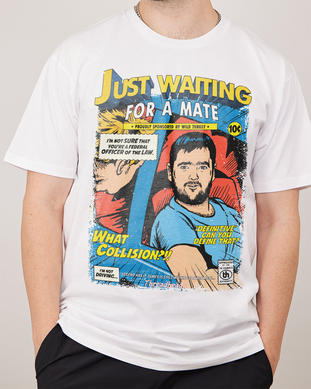 Just Waiting for a Mate T-Shirt Australia Online #colour_white