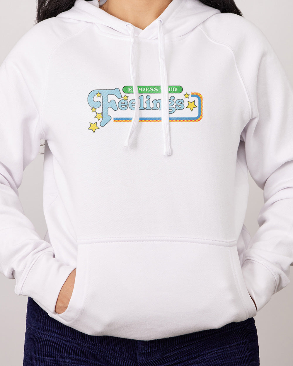 Express Your Feelings Front and Back Hoodie Australia Online #colour_white