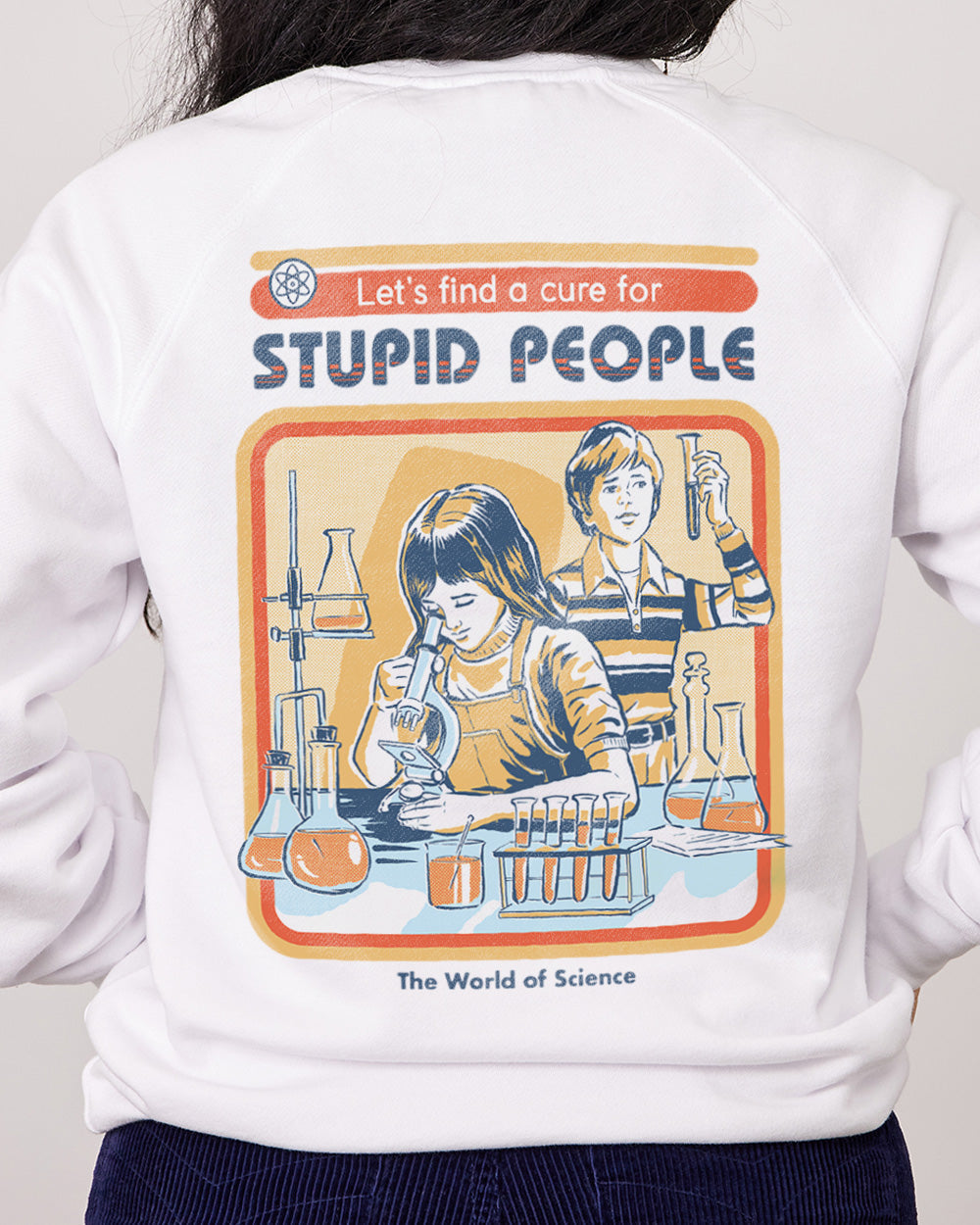 Let's Find a Cure for Stupid People Front and Back Jumper Australia Online #colour_white