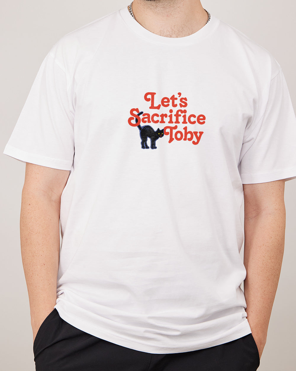 Let's Sacrifice Toby Front and Back T-Shirt Australia Online #colour_white