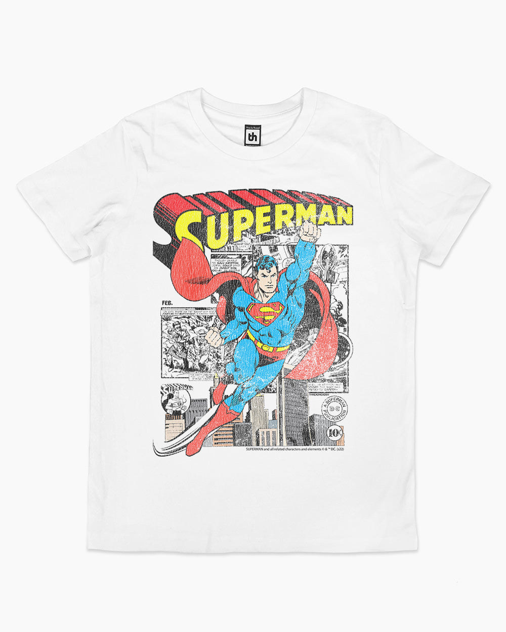 Superman Comic Panel Kids T-Shirt Australia Online #colour_white