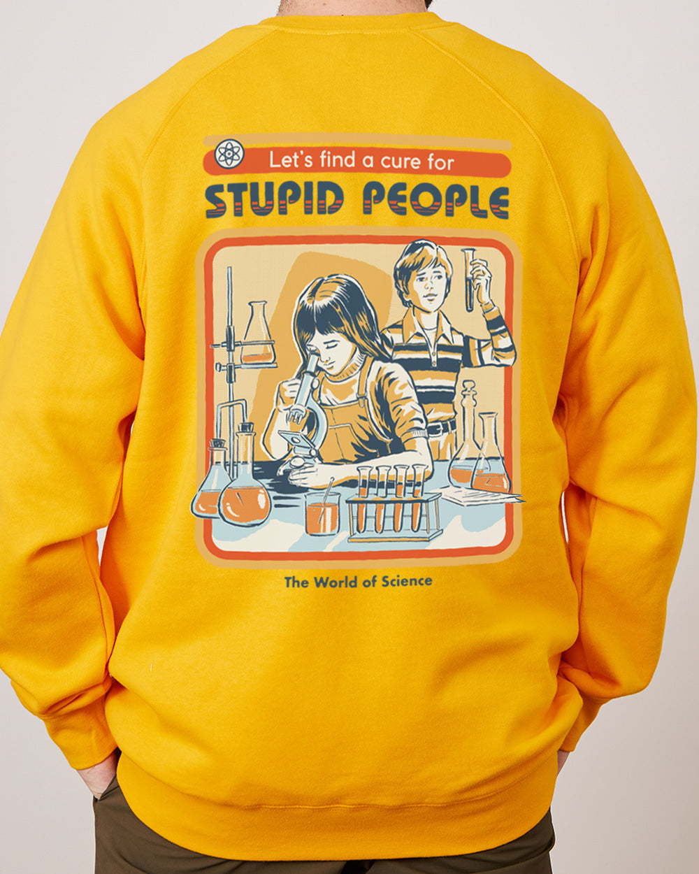 Let's Find a Cure for Stupid People Front and Back Hoodie Australia Online #colour_yellow