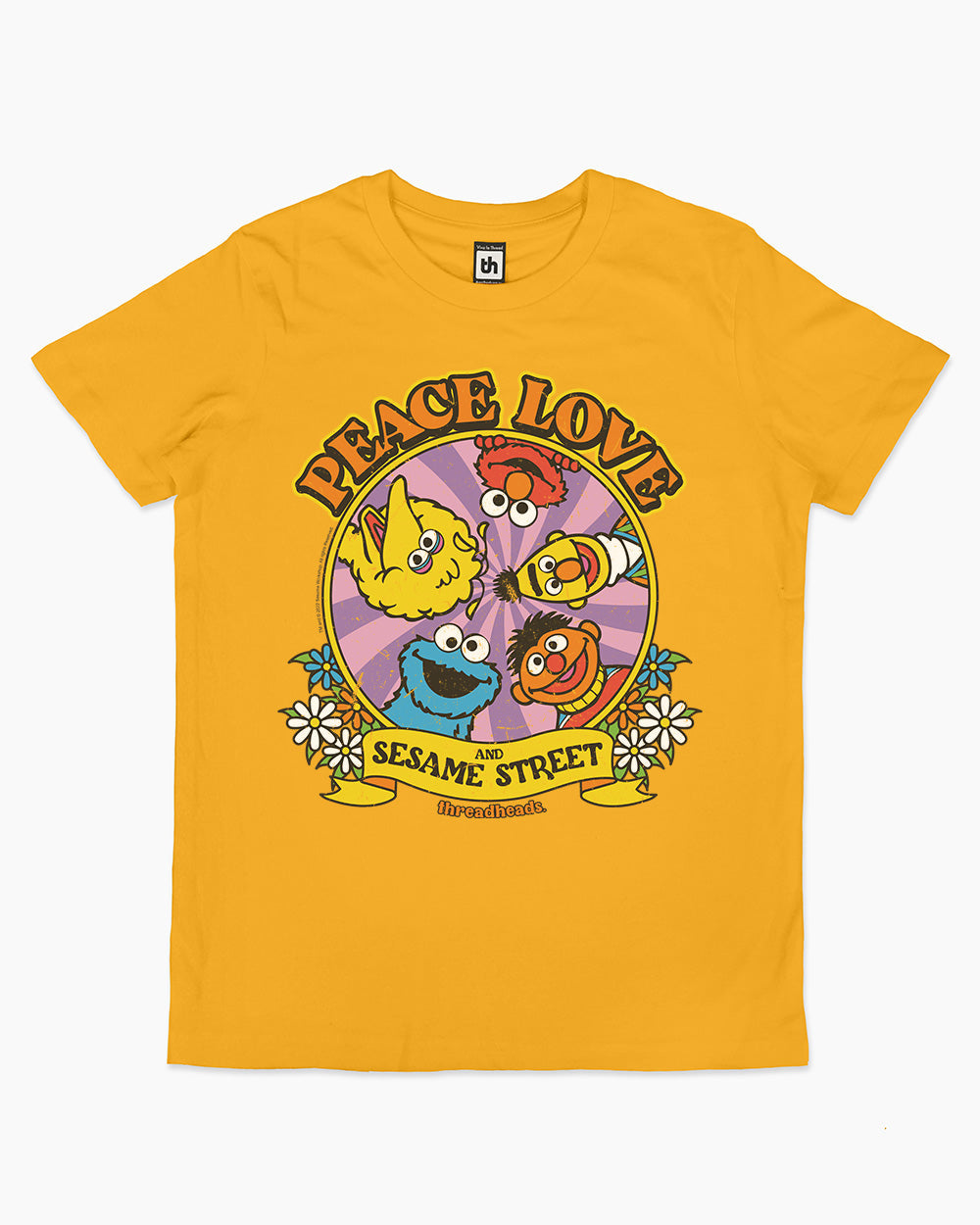 Peace Love And Sesame Street Kids T-Shirt Australia Online #colour_yellow