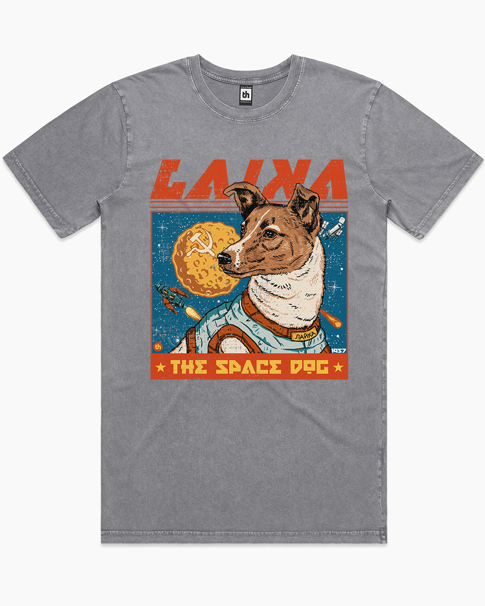 Laika the Space Dog Stonewash Tee Australia Online #colour_ash stone
