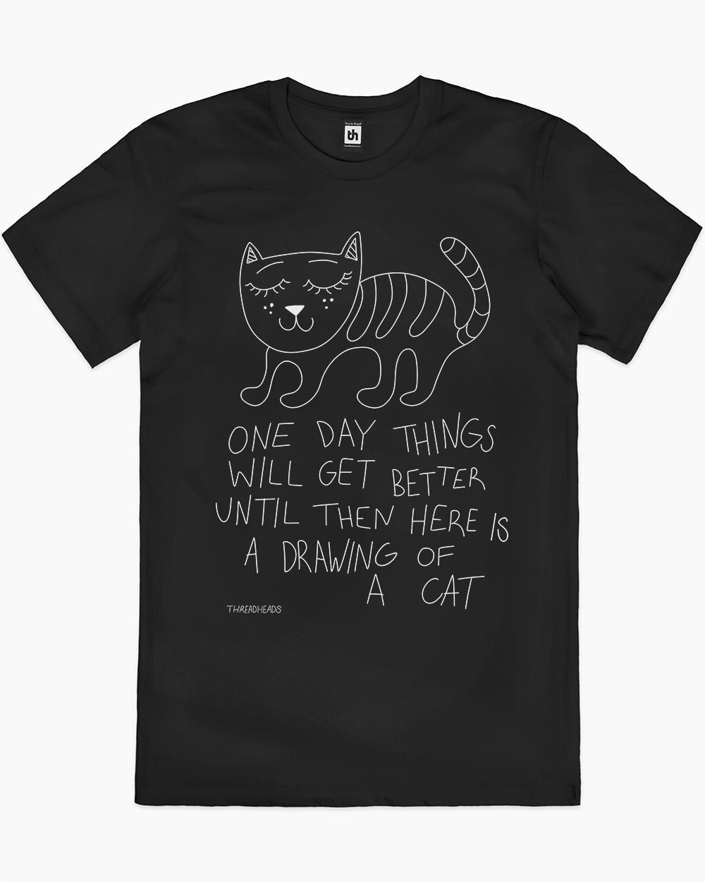 Drawing Of A Cat T-Shirt Australia Online #colour_black