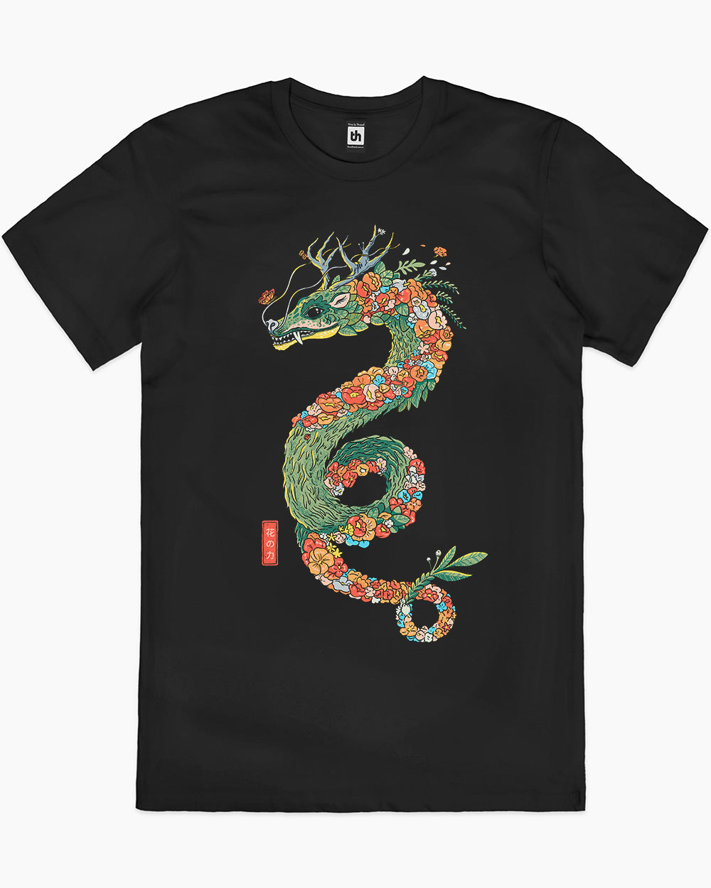 Flower Dragon T-Shirt Australia Online #colour_black