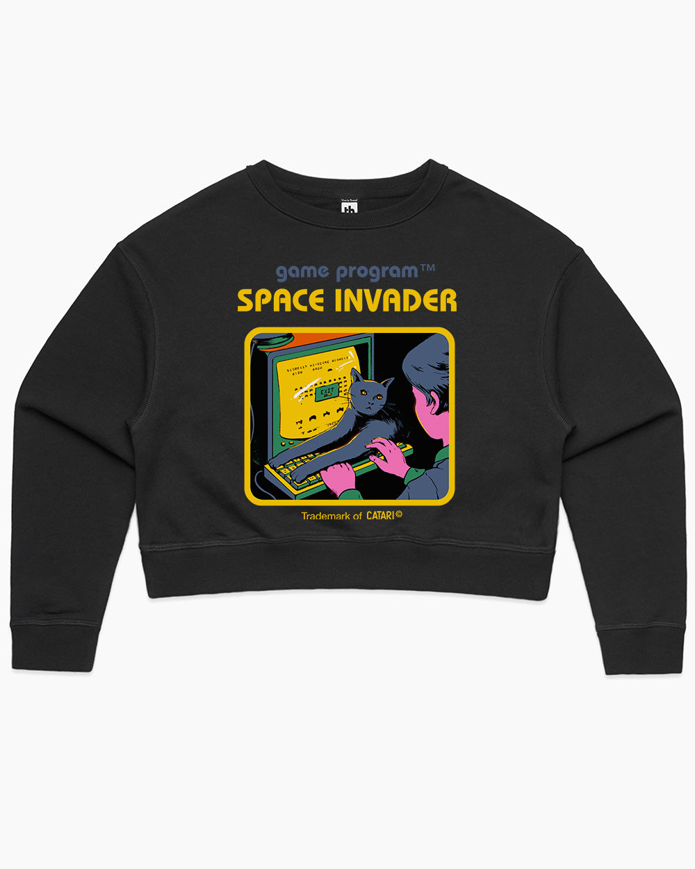 Space Invader Crop Sweater Australia Online #colour_black