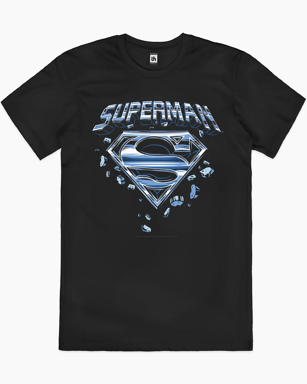 Superman Man Of Steel Chrome Logo T-Shirt Australia Online #colour_black