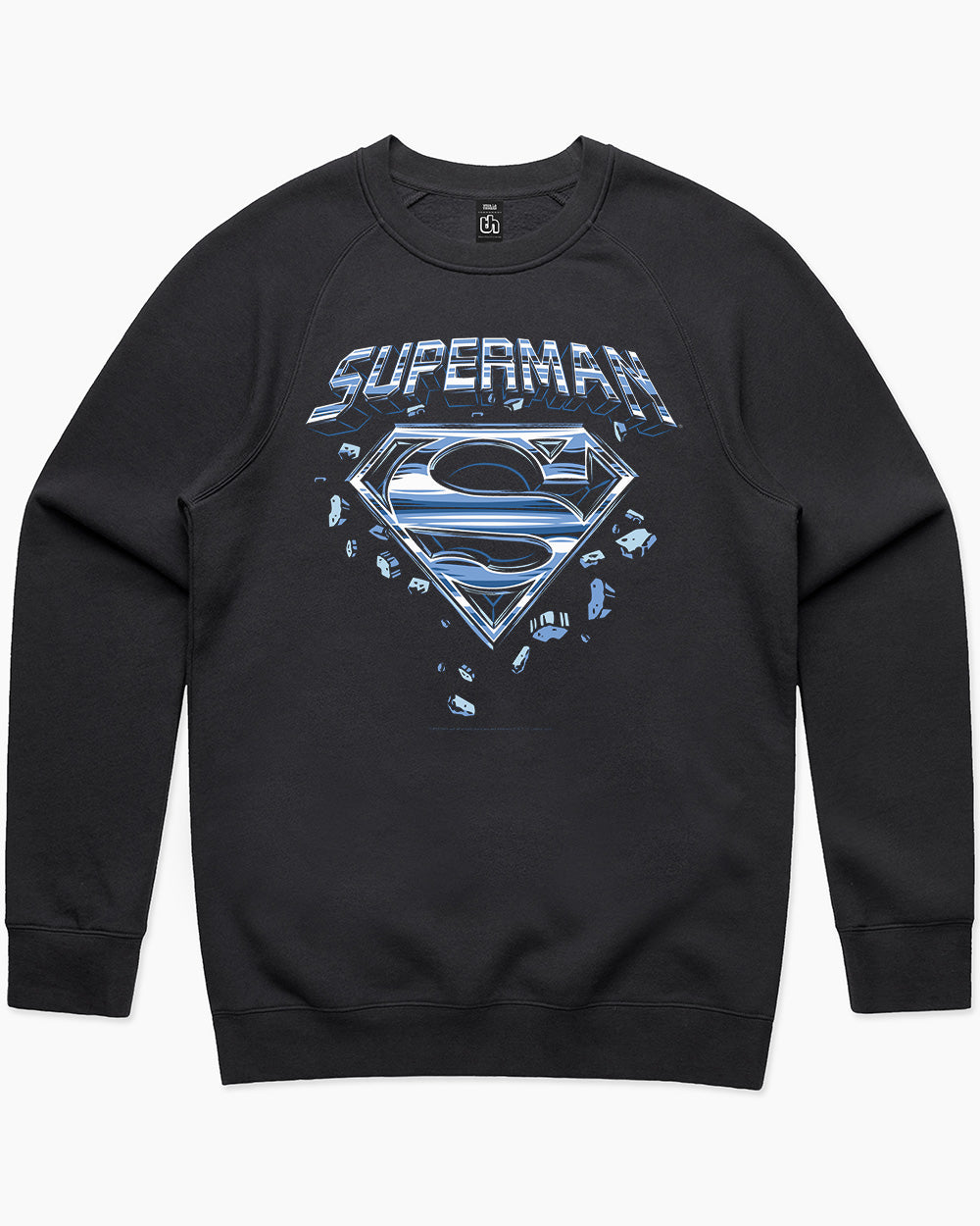 Superman Man Of Steel Chrome Logo Sweater Australia Online #colour_black