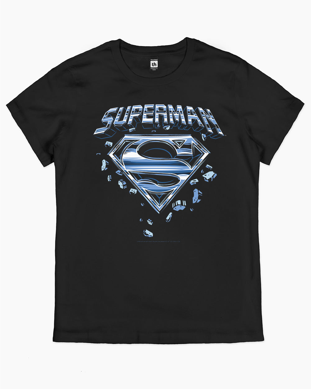 Superman Man Of Steel Chrome Logo T-Shirt Australia Online #colour_black