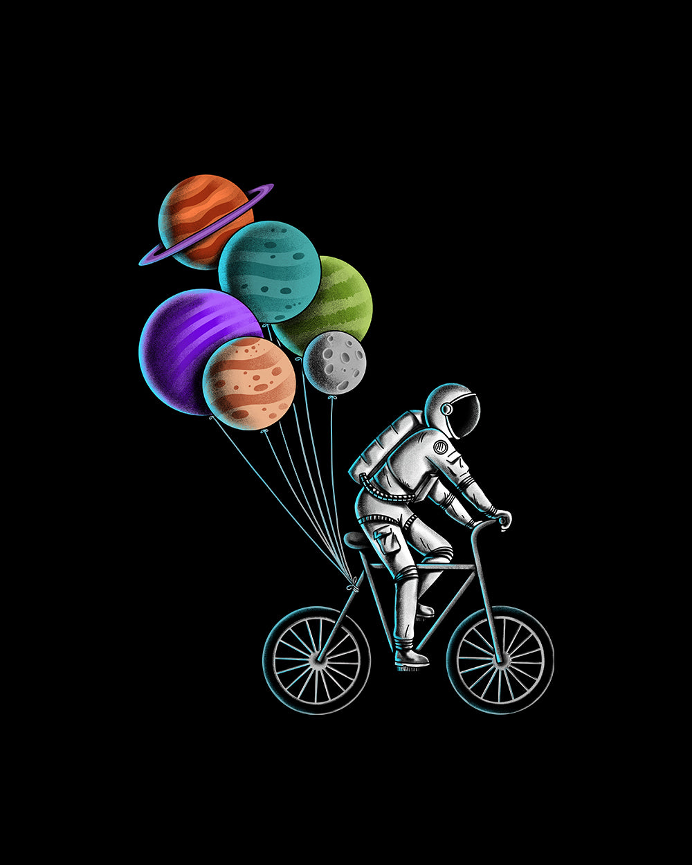 Astronaut Bicycle Kids T-Shirt Australia Online #colour_black
