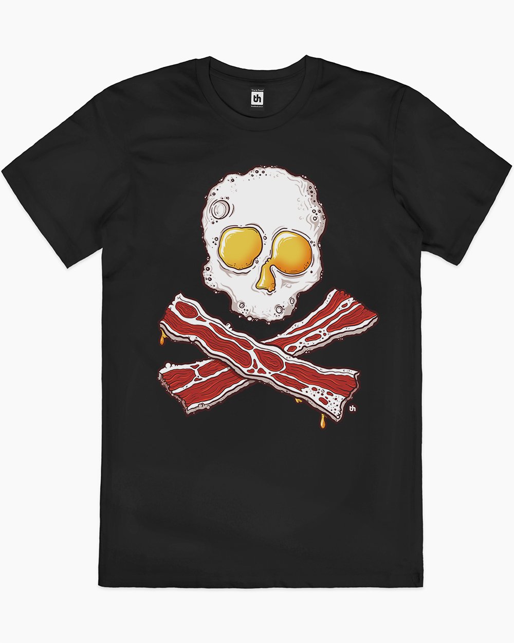 Bacon and Eggs Jolly Roger T-Shirt Australia Online #colour_black
