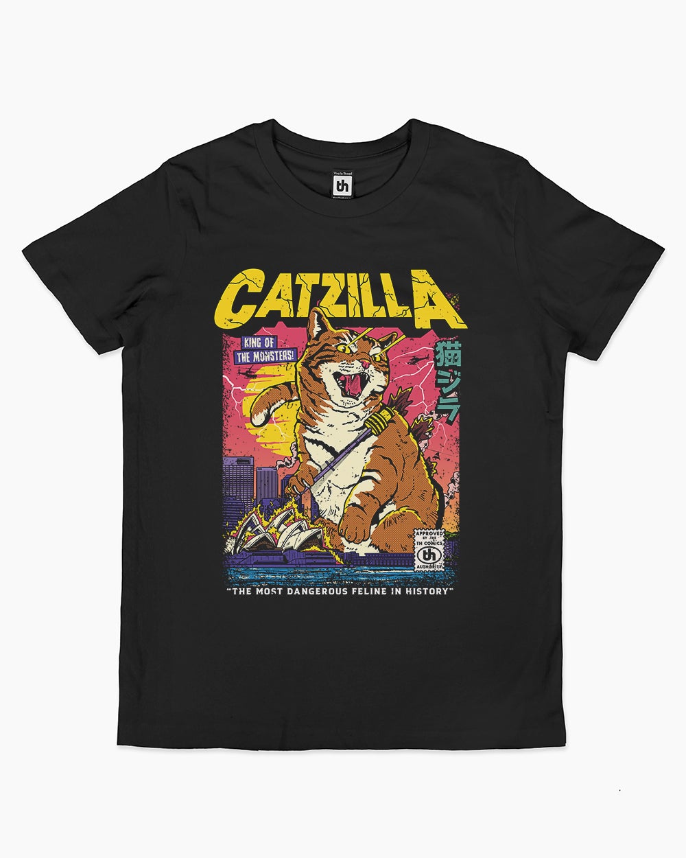 Catzilla Retro Titan Kids T-Shirt Australia Online #colour_black