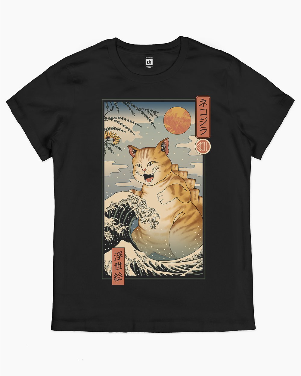 Catzilla Ukiyo-e T-Shirt Australia Online #colour_black