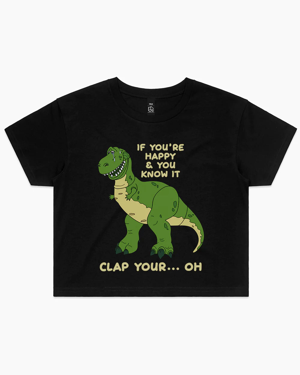 Clap Your Hands Dinosaur Crop Tee Australia Online #colour_black