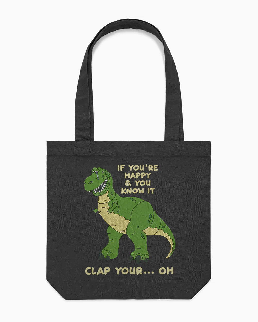 Clap Your Hands Dinosaur Tote Bag Australia Online #colour_black