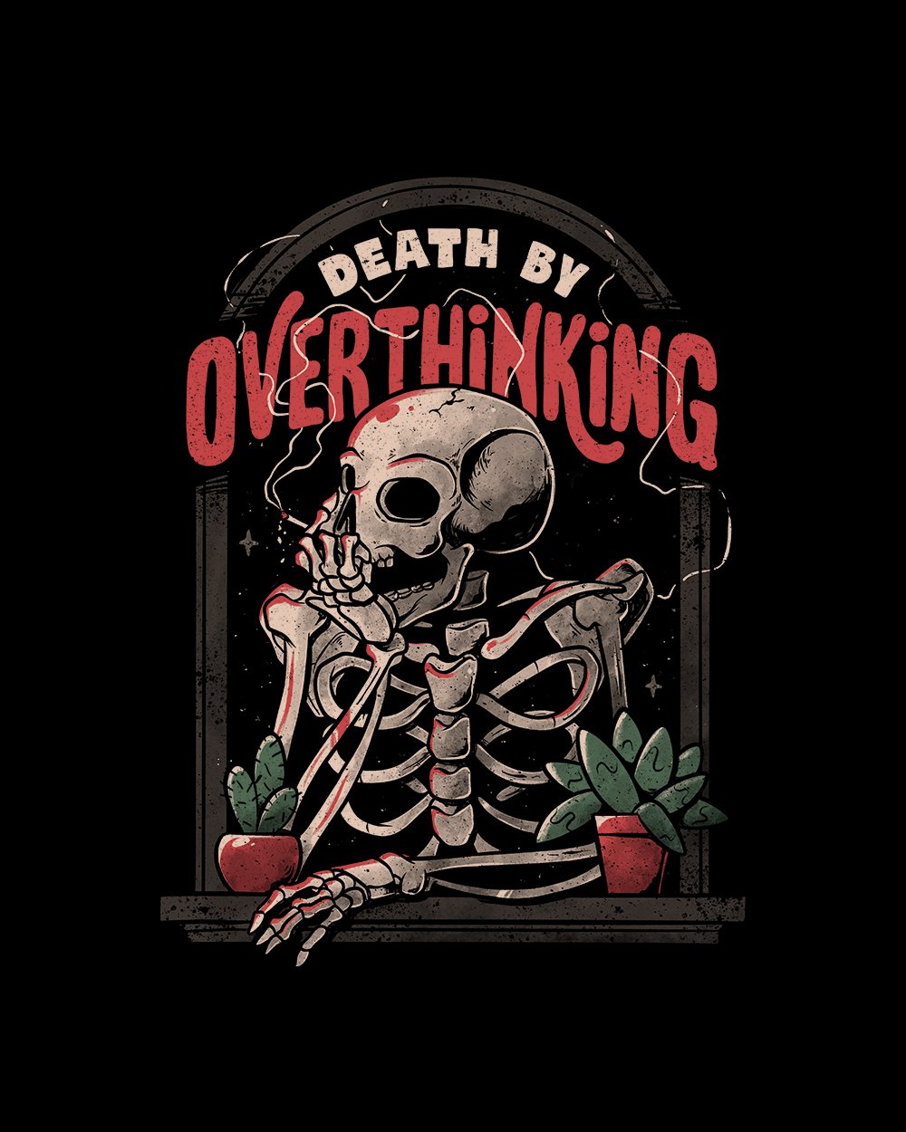 Death By Overthinking T-Shirt Australia Online #colour_black