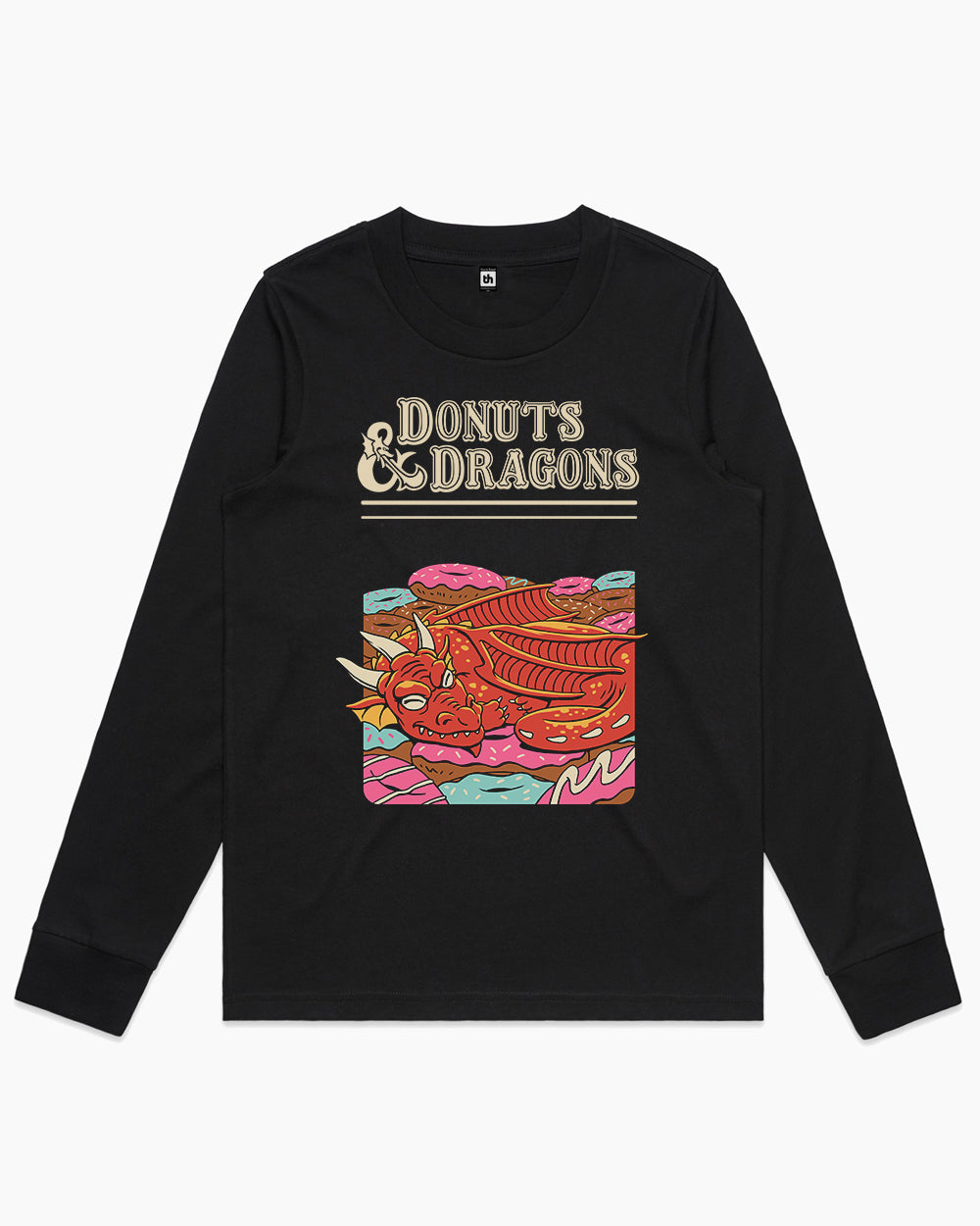 Donuts and Dragons Long Sleeve Australia Online #colour_black