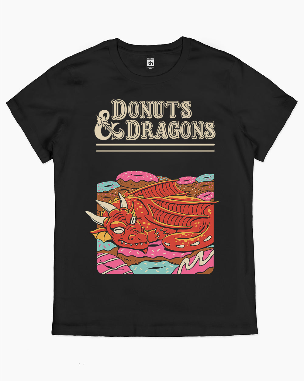 Donuts and Dragons T-Shirt Australia Online #colour_black