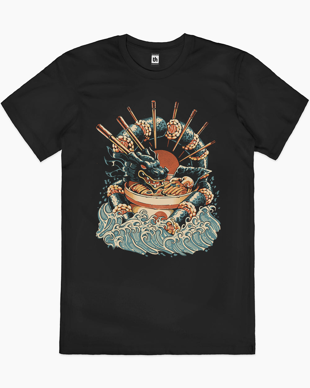 Dragon Sushi Ramen T-Shirt Australia Online #colour_black