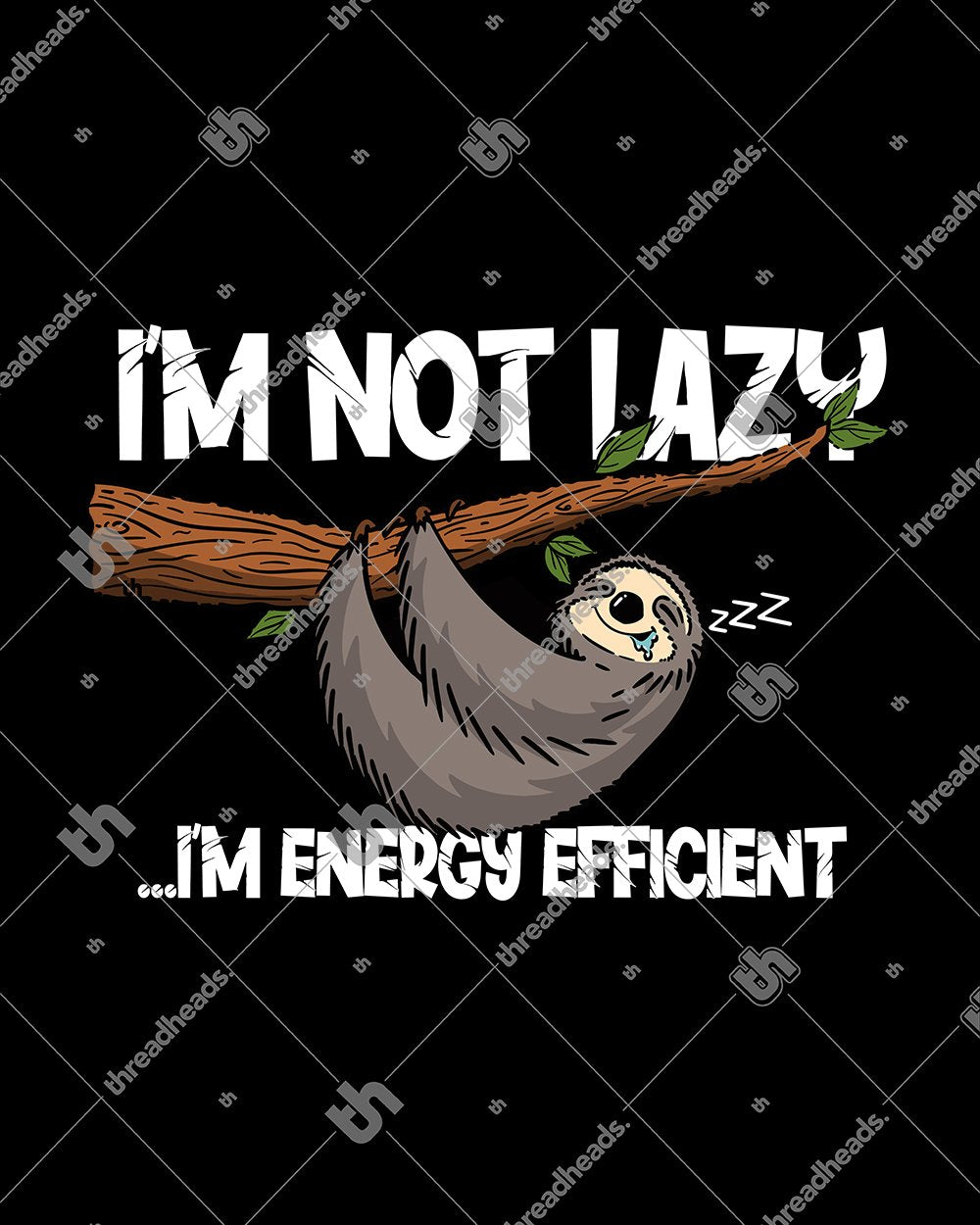 Energy Efficient Sloth T-Shirt Australia Online #colour_black