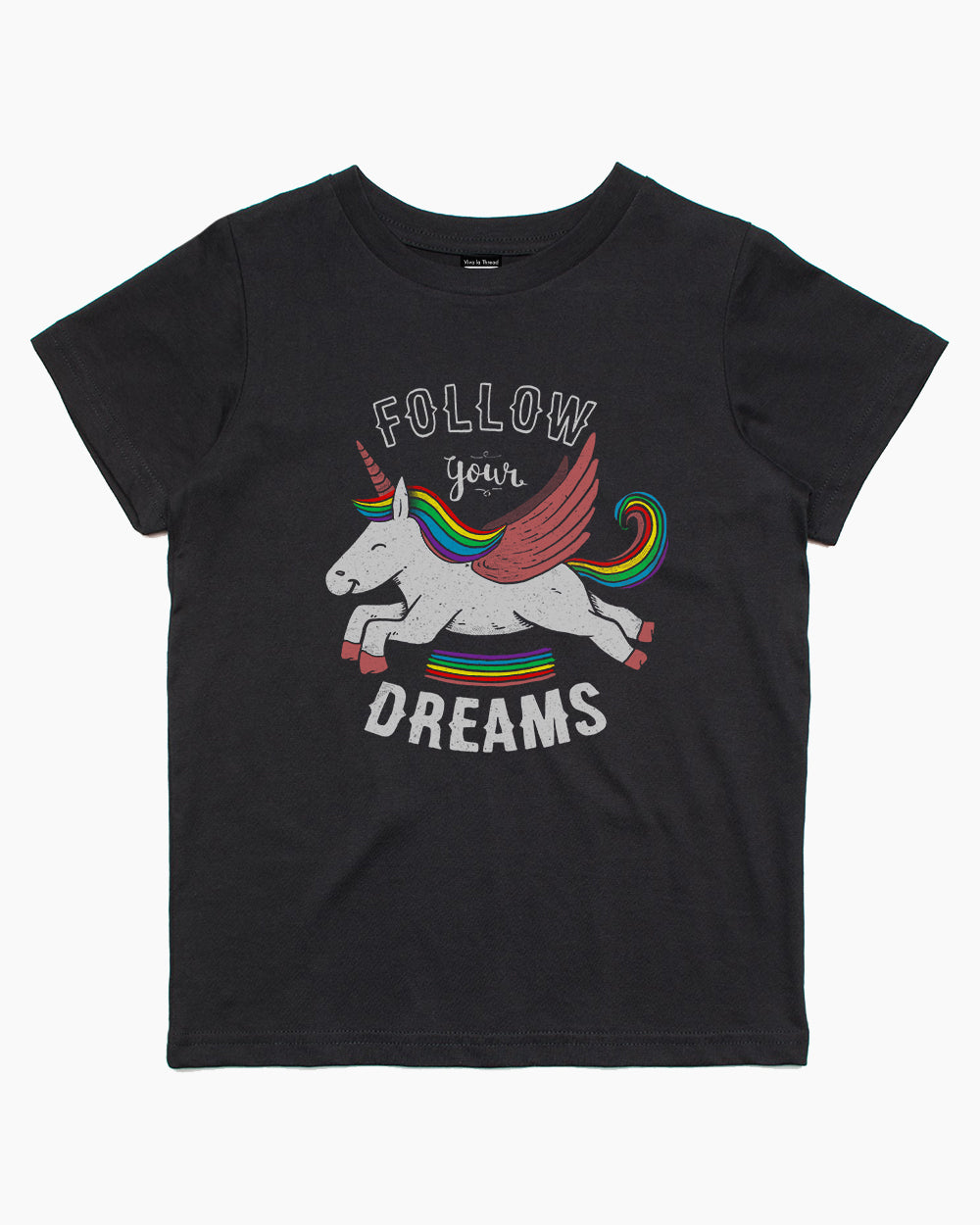 Follow Your Dreams Unicorn Kids T-Shirt Australia Online #colour_black