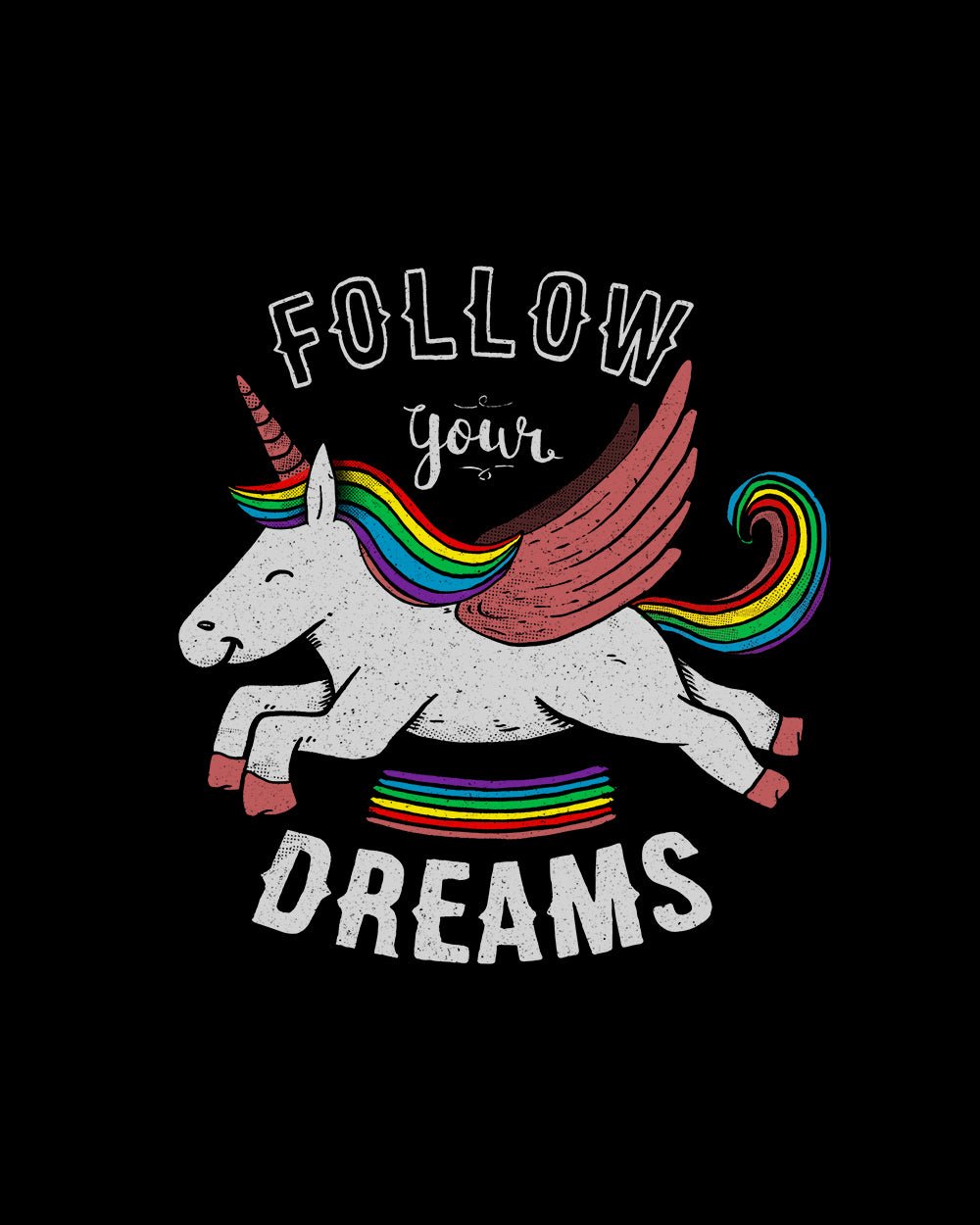 Follow Your Dreams Unicorn Kids T-Shirt Australia Online #colour_black