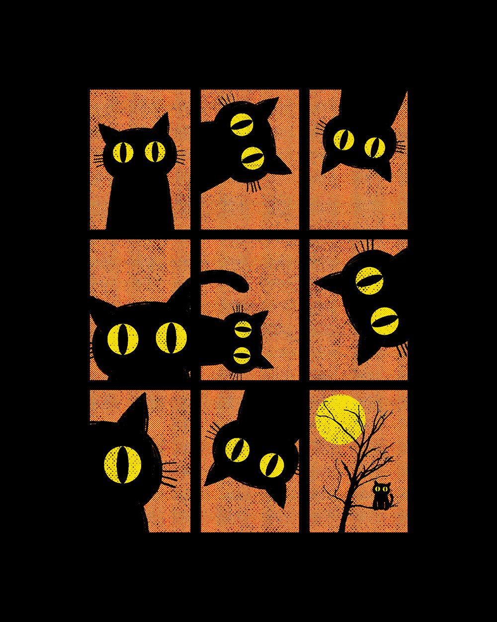 Halloween Black Cat T-Shirt Australia Online #colour_black