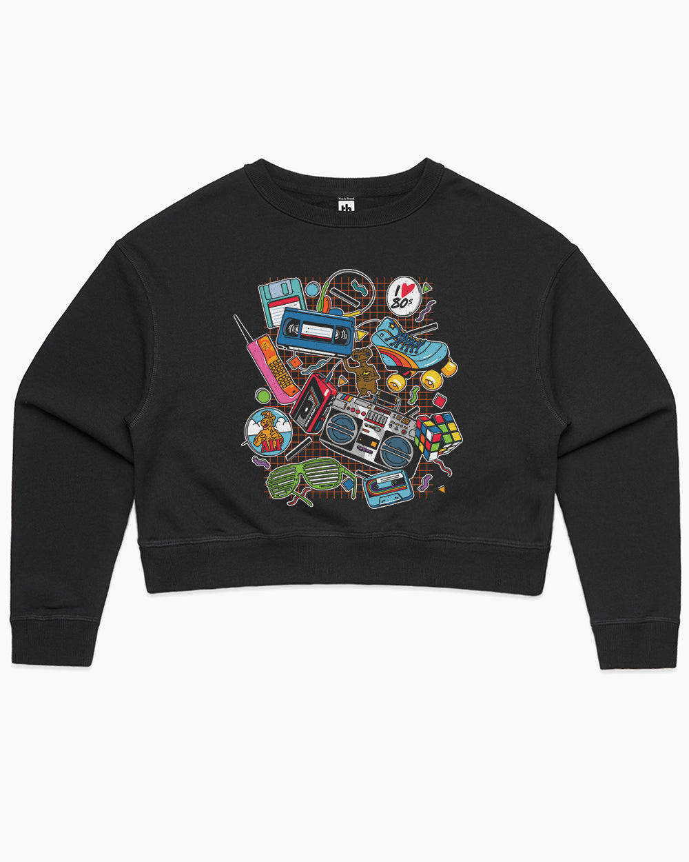 I Heart the 80s Crop Sweater Australia Online #colour_black