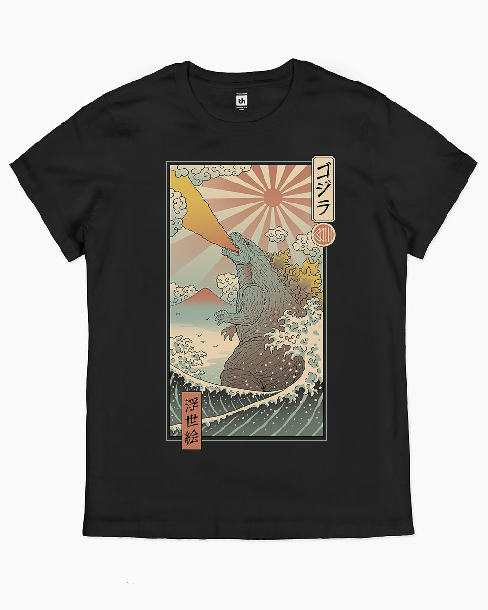 King Kaiju Ukiyo-e T-Shirt Australia Online #colour_black