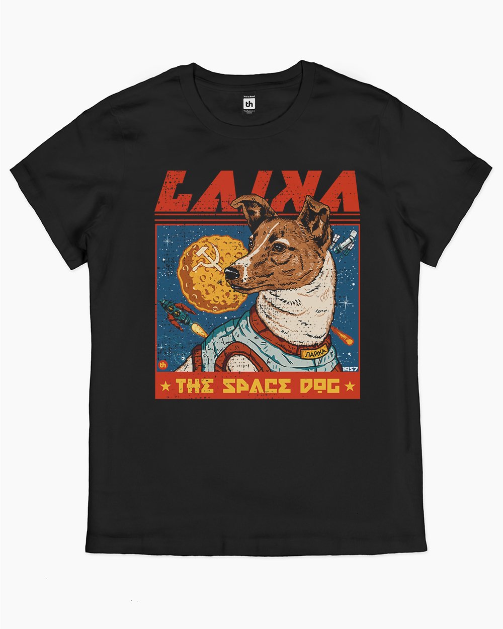 Laika the Space Dog T-Shirt Australia Online #colour_black
