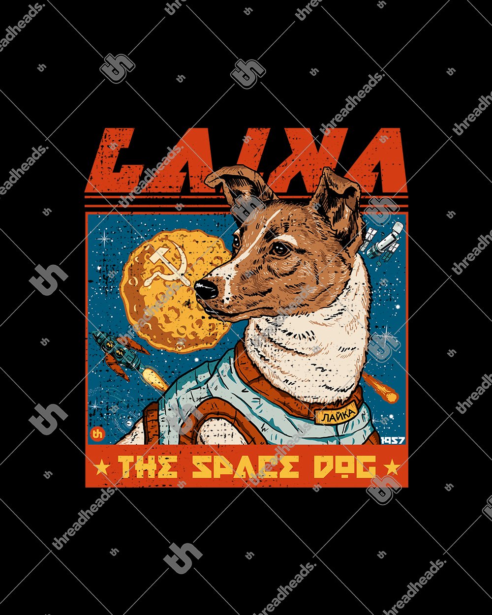 Laika the Space Dog Kids T-Shirt Australia Online #colour_black