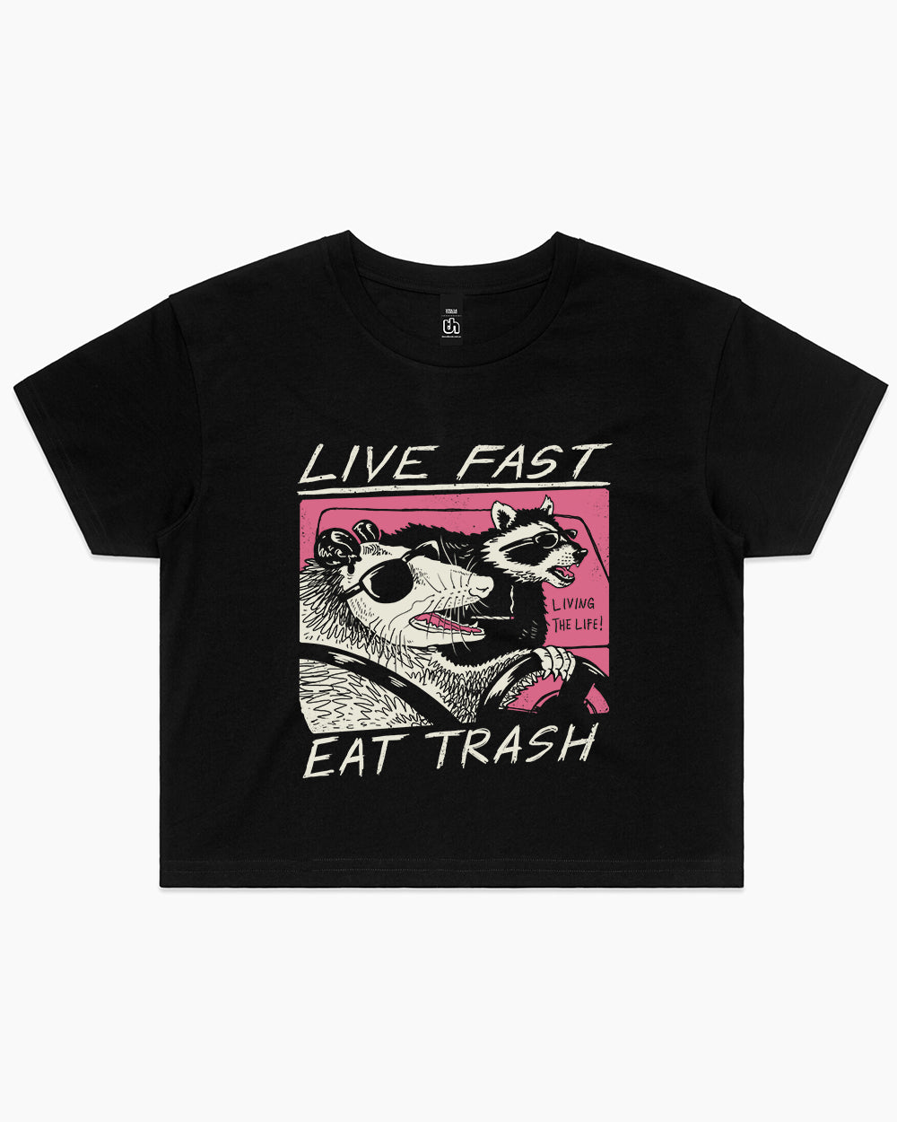 Live Fast! Eat Trash! Crop Tee Australia Online #colour_black