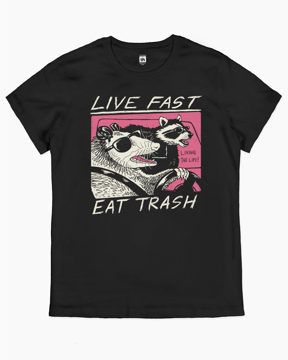 Live Fast! Eat Trash! T-Shirt Australia Online #colour_black