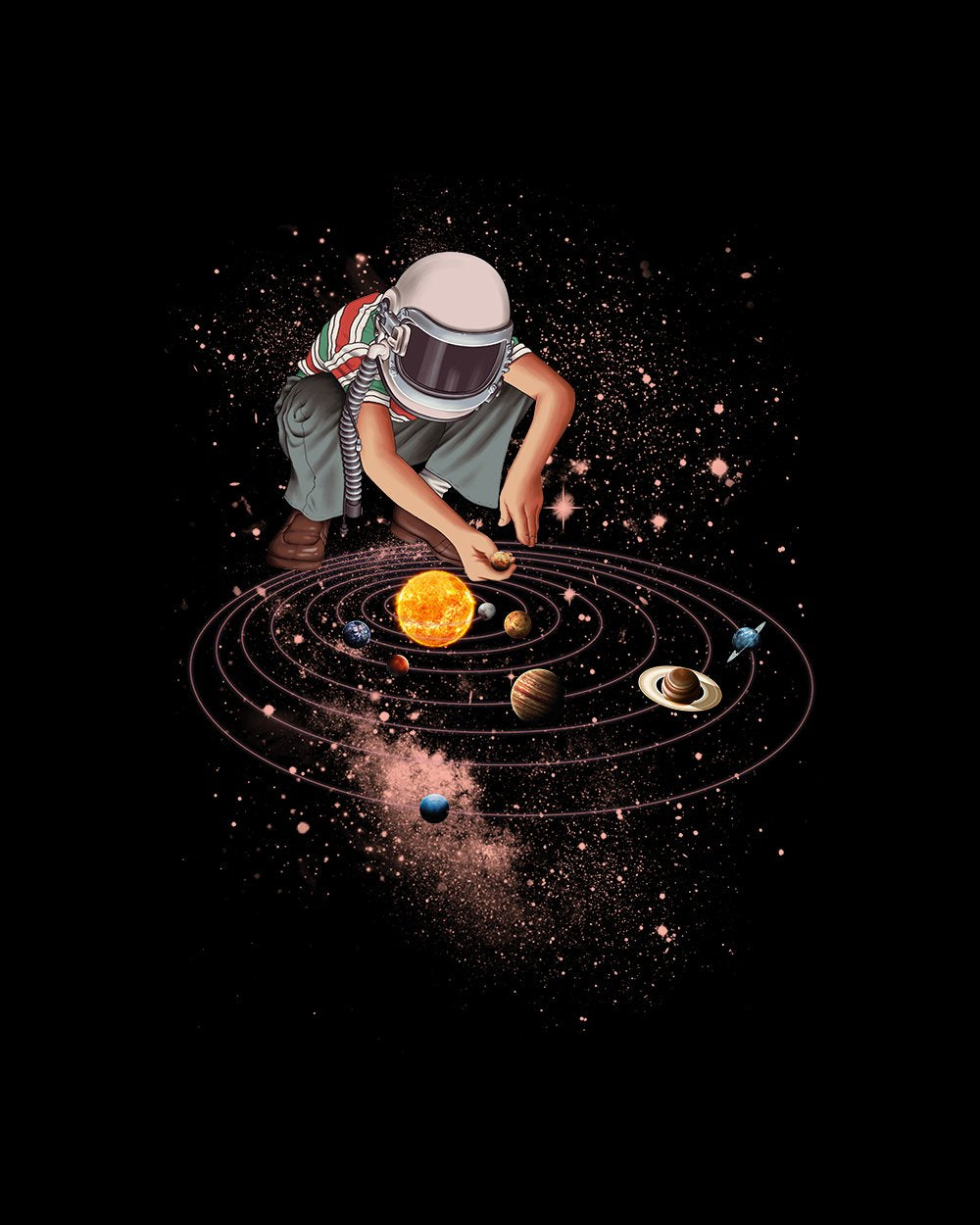 Marble Planets T-Shirt Australia Online #colour_black