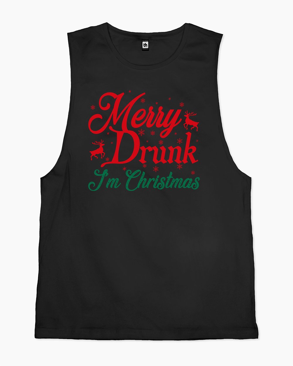 Merry Drunk I am Christmas Tank Australia Online #colour_black